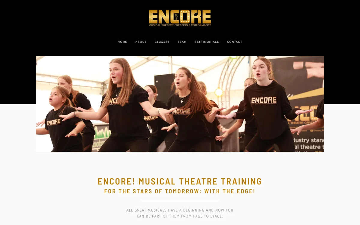 Encore Musical Theatre homepage design