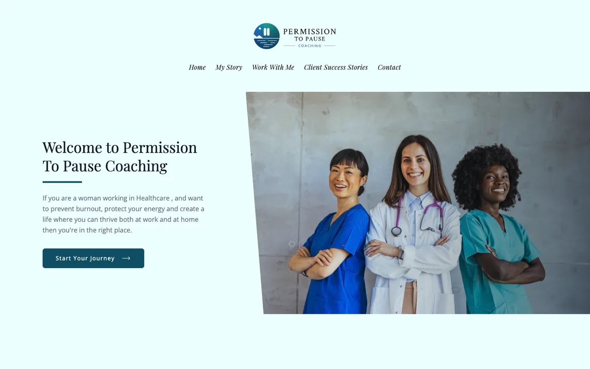 Permission to Pause Coaching homepage design