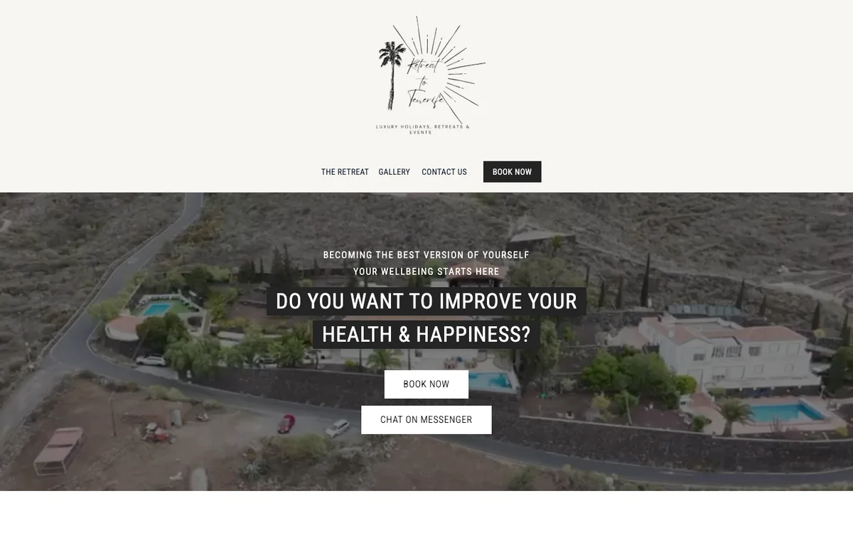 Retreat to Tenerife homepage design