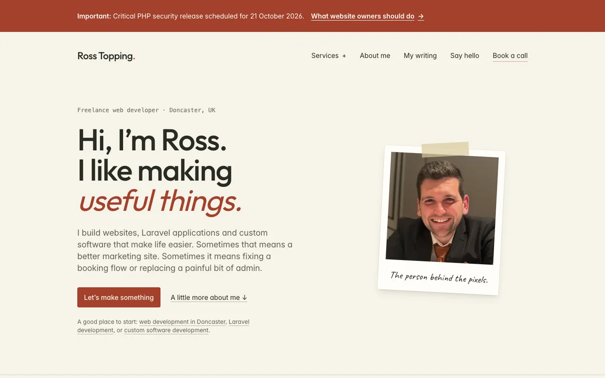 Ross Topping homepage design