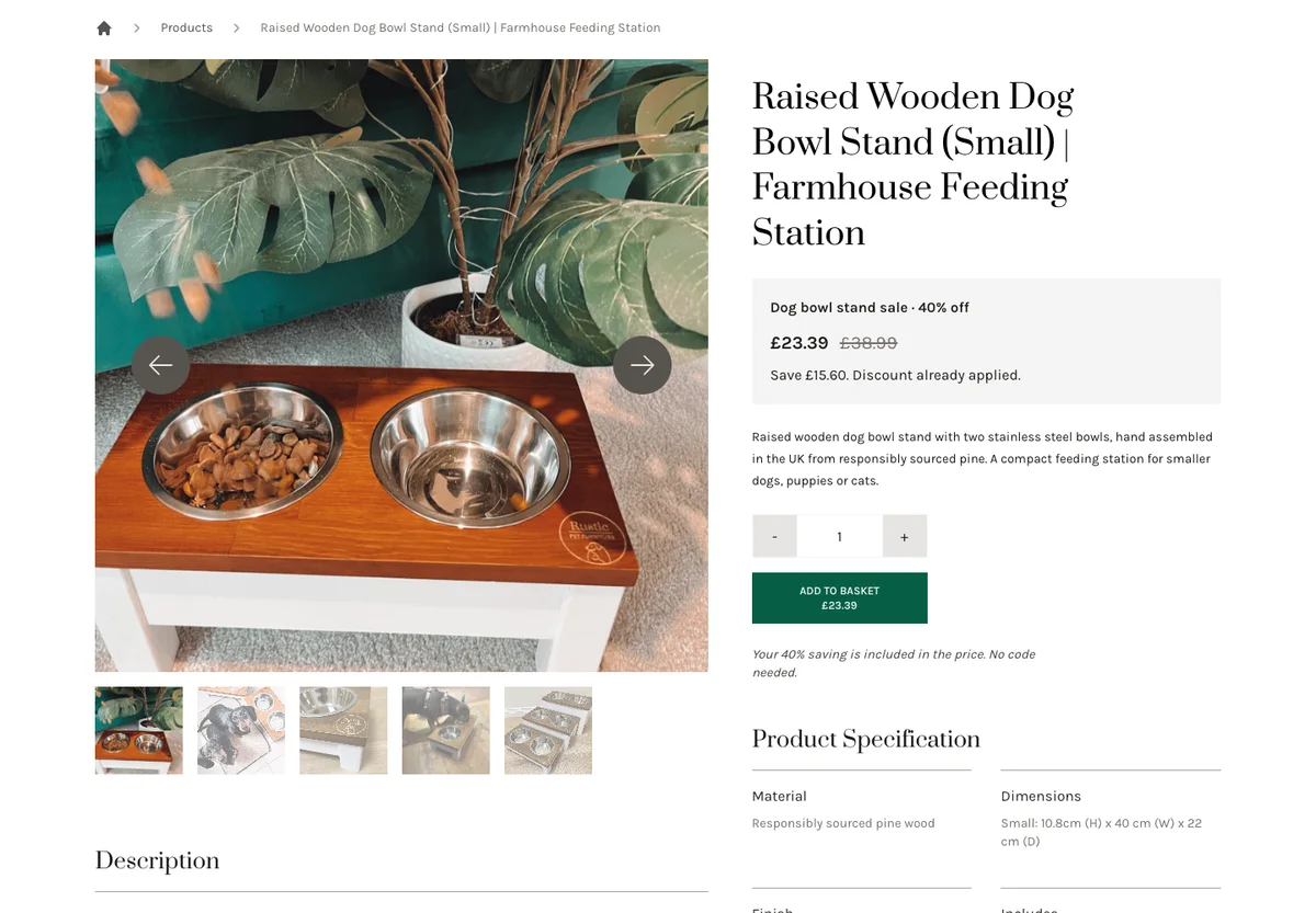 Rustic Pet Furniture website detail