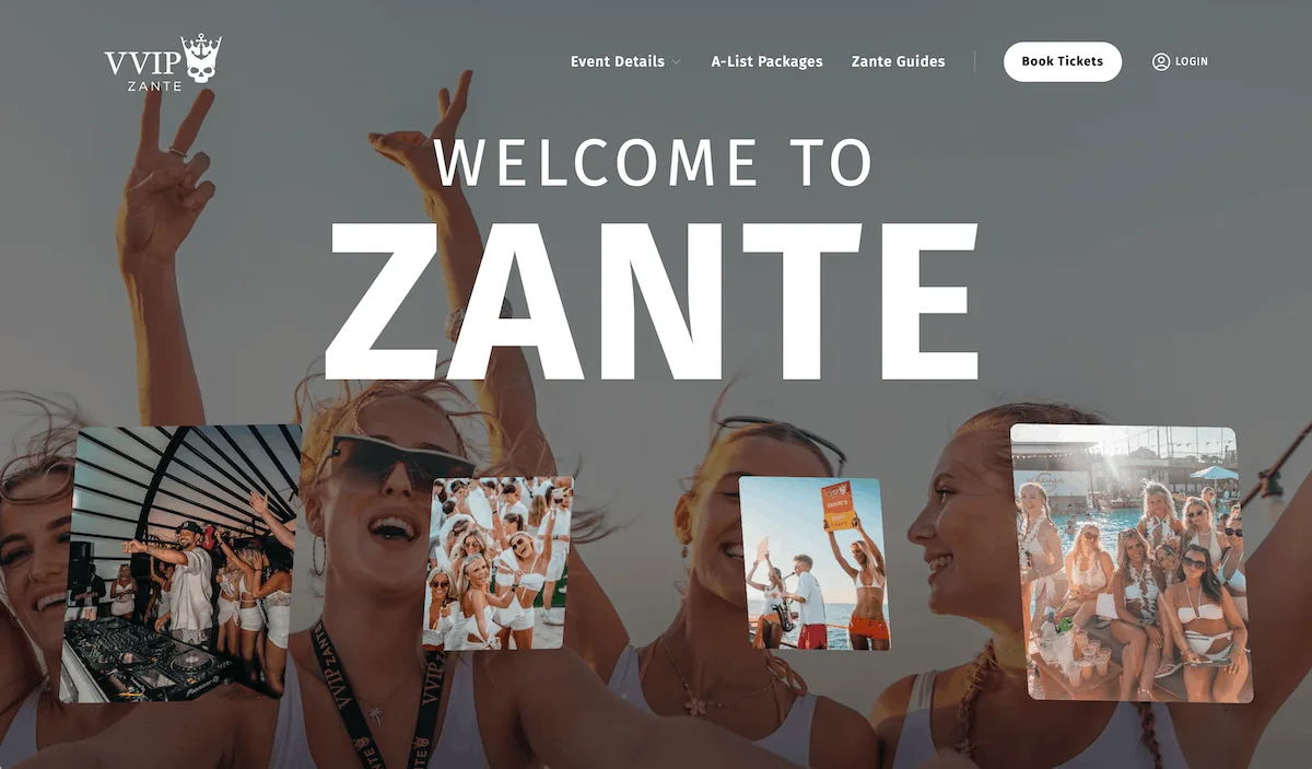 VVIP Events Zante website preview